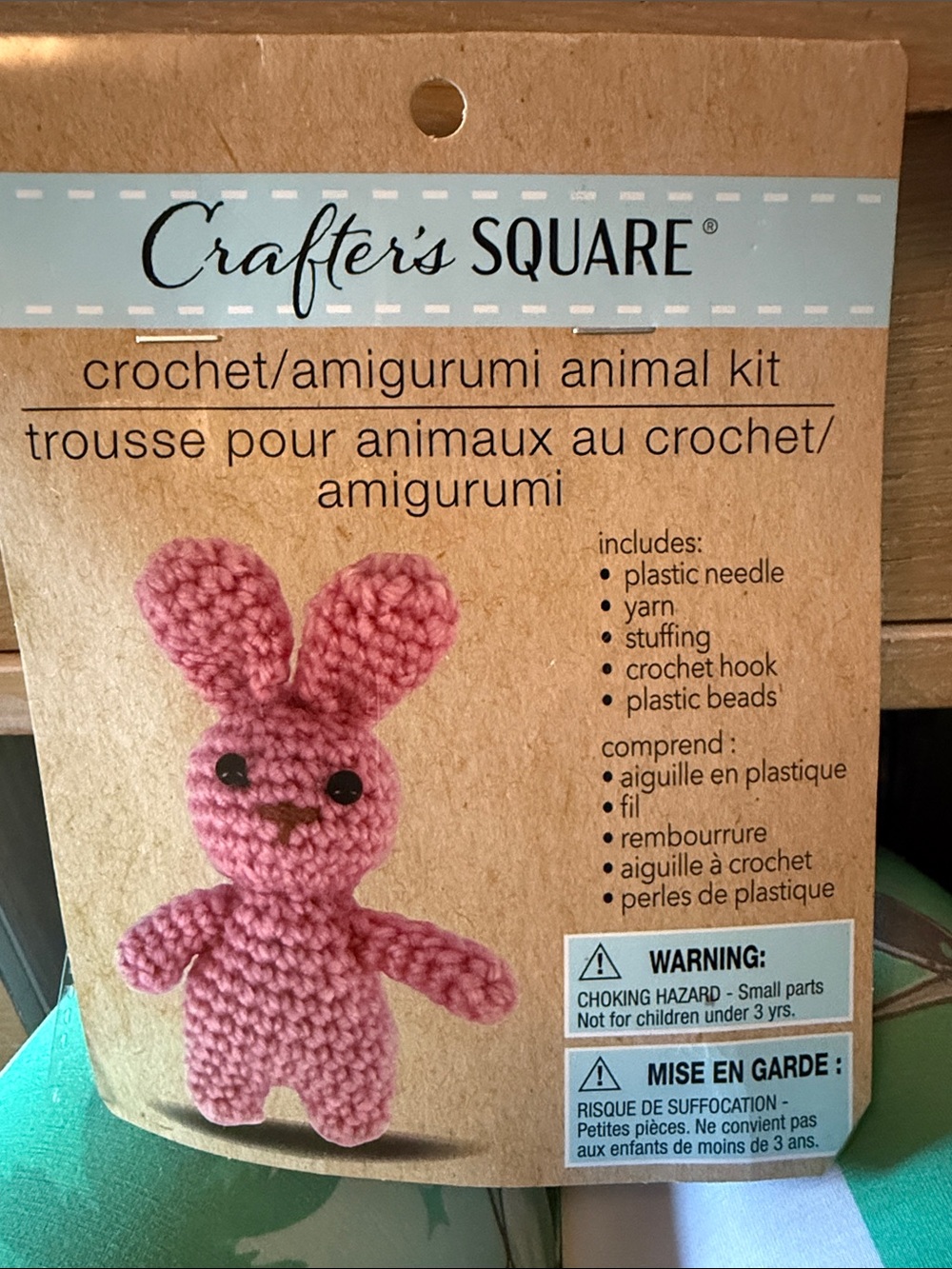Crafter's Square Pink Crochet Amigurumi Animal Kit